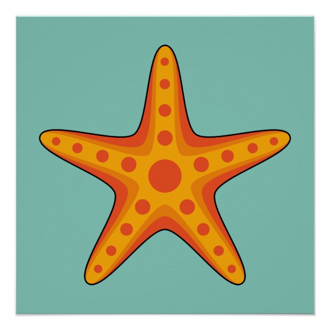 Póster Cartografia de Starfish Laranja-Corte (Frente)