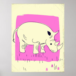 Poster Cartografia do estilo Vintage Rhino