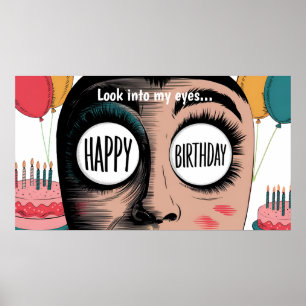 Poster Cartografia encara grandes olhos feliz aniversário