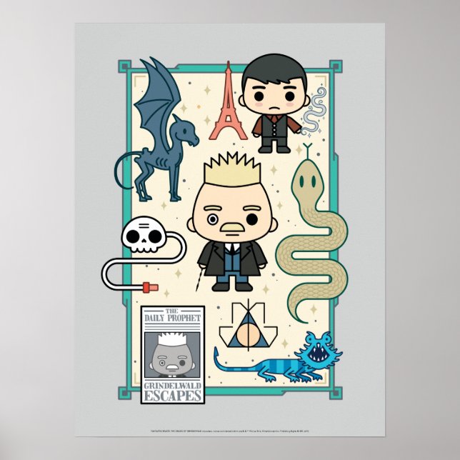 Poster Cartografia GELLERT GRINDELWALD™ & Barebone (Frente)