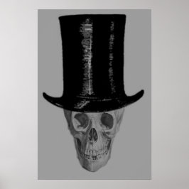 Poster Cartola Crânio Monocromático