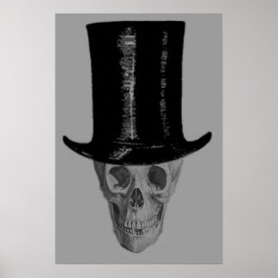Poster Cartola Crânio Monocromático