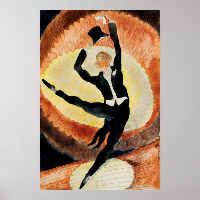 Poster Cartola de Dançarino Masculino Art Déco Vintage do (Frente)