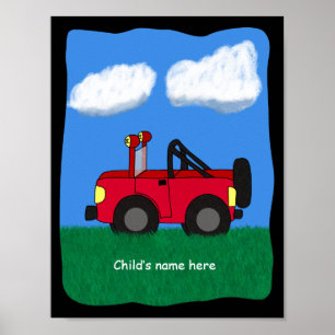 Poster Cartoon 4 Wheel Drive Sport Utility Vehicle