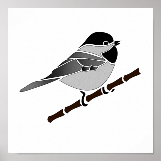 Poster Cartoon Adorable Carolina Chickadee (Frente)