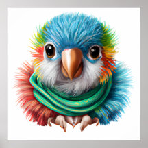 Cartoon Adorável Fluffy Happy Baby Parrot