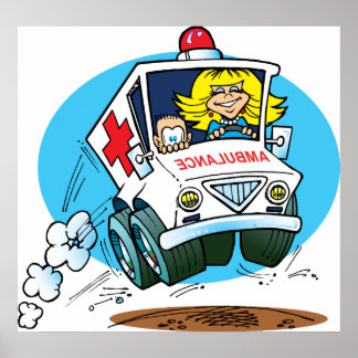 Poster Cartoon Ambulance
