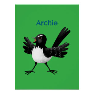 Póster Cartoon australiano Willie Wagtail personalizado