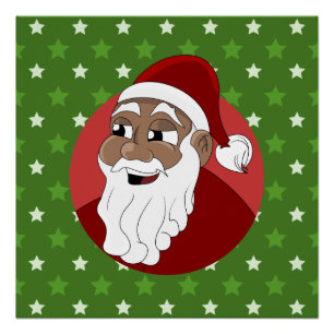 Póster Cartoon Black Santa Claus