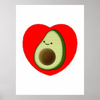 Cartoon Bonito Avocado Em Coração Vermelho