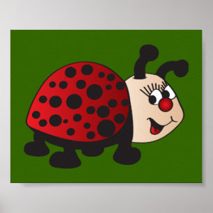 Póster Cartoon Bonito Ladybug