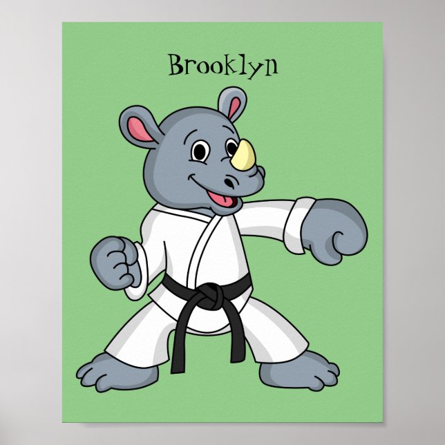 Poster Cartoon bonito rhino kung fu (Frente)
