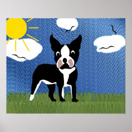 Póster Cartoon Boston Terrier