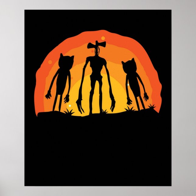 Poster Cartoon Cat e Siren Head Costume para Crianças Men (Frente)