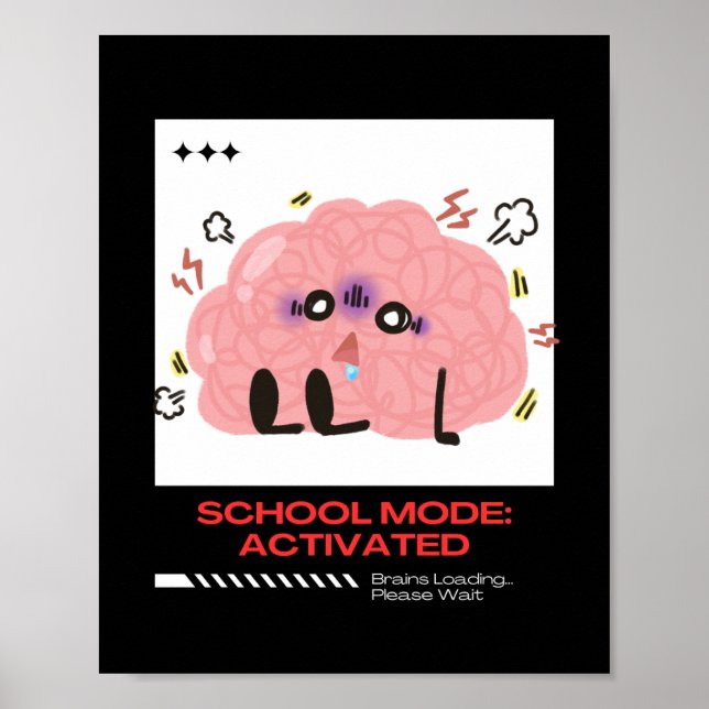 Poster Cartoon Cerebral - Modo Escolar Ativado (Frente)