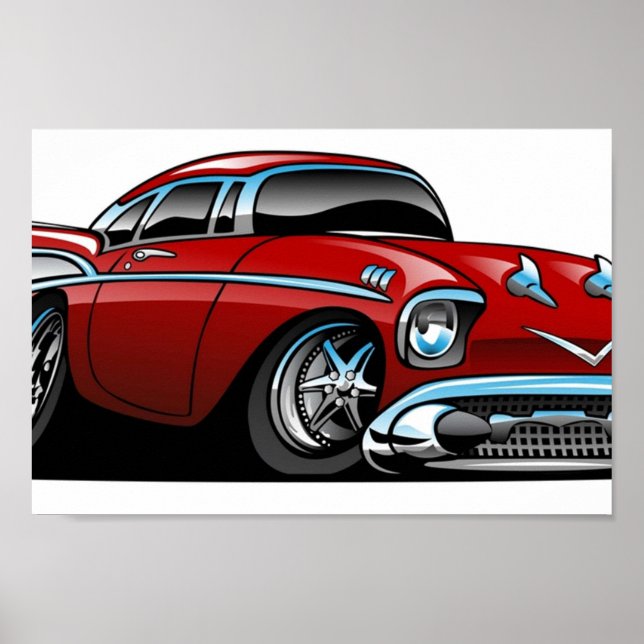 Poster Cartoon Classic American 57 Hot Rod (Frente)
