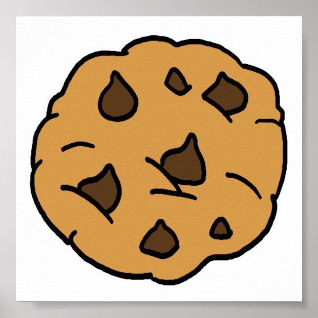 Poster Cartoon Clipart HUGE Chocolate Chip Cookie Dessert (Frente)