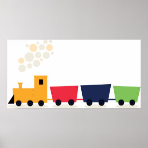 Poster Cartoon Colourful Train