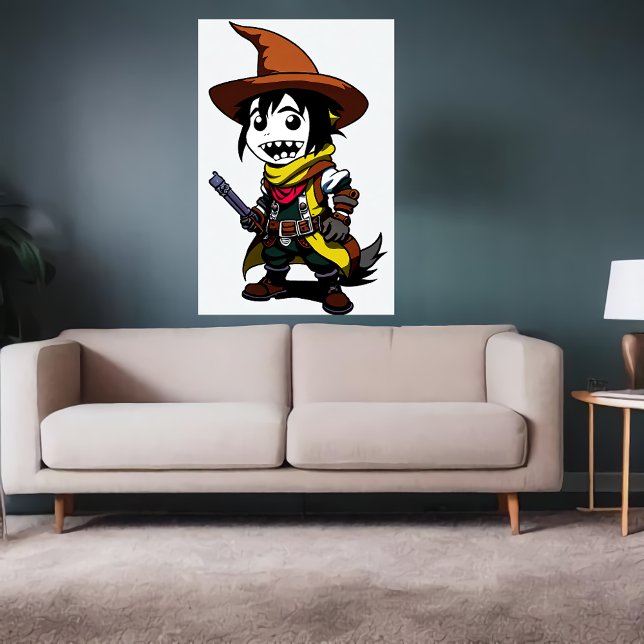 Poster Cartoon Cowboy Witch | Arte AI (Criador carregado)