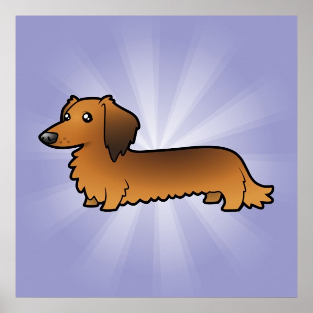 Póster Cartoon Dachshund (cabelo comprido) (Frente)