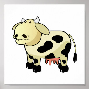 Poster Cartoon Dairy Cow Canvas Print