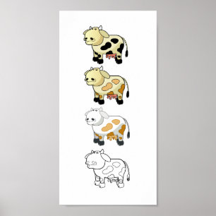 Póster Cartoon Dairy Cows Canvas