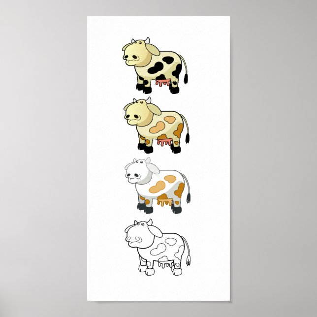Póster Cartoon Dairy Cows Canvas (Frente)