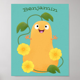 Poster Cartoon de abóbora de abóbora-de-bico-branca