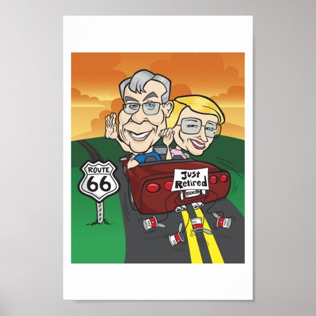 Póster Cartoon de aposentadoria de Burford (Frente)