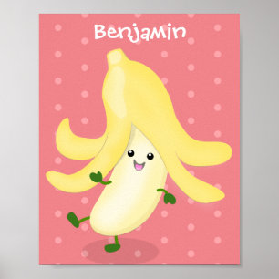 Poster Cartoon de banana kawaii