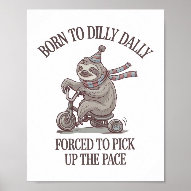 Poster Cartoon de bicicleta Retro com preguiça (Frente)