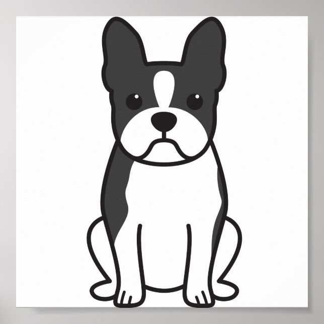 Póster Cartoon de Boston Terrier Dog (Frente)