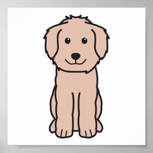 Poster Cartoon de Cachorro Goldendoodle (Frente)