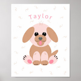 Poster Cartoon de Cachorro Puppy Pastel Personalizado Neu