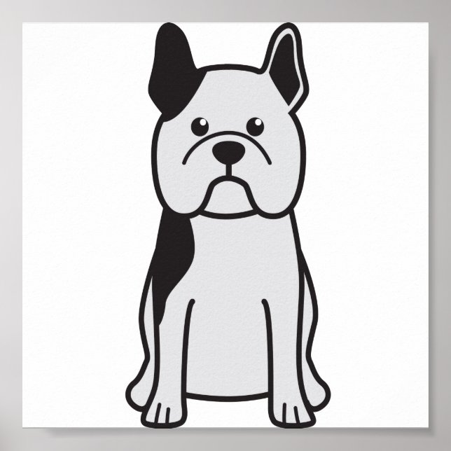 Póster Cartoon de Cães Bulldog Francês (Frente)