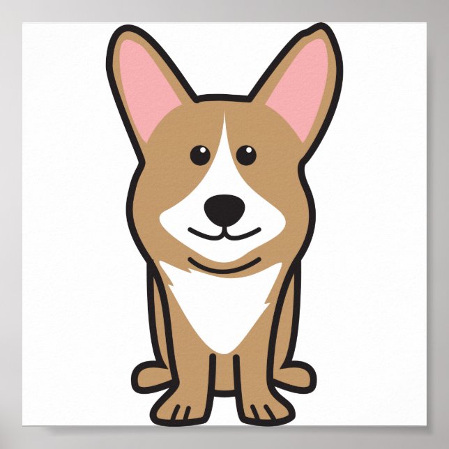 Póster Cartoon de Cães Cardigan Welsh Corgi (Frente)