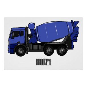 Póster Cartoon de caminhão de transporte misto em betão