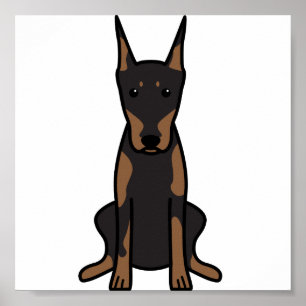 Poster Cartoon de Cão Doberman Pinscher