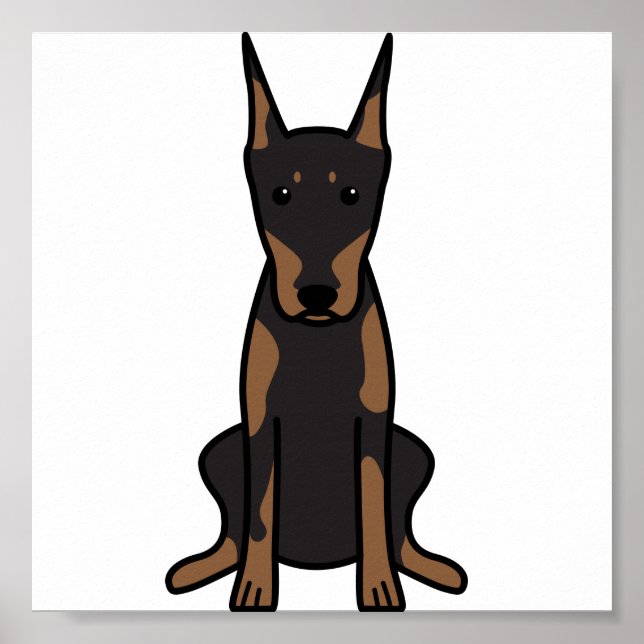 Poster Cartoon de Cão Doberman Pinscher (Frente)