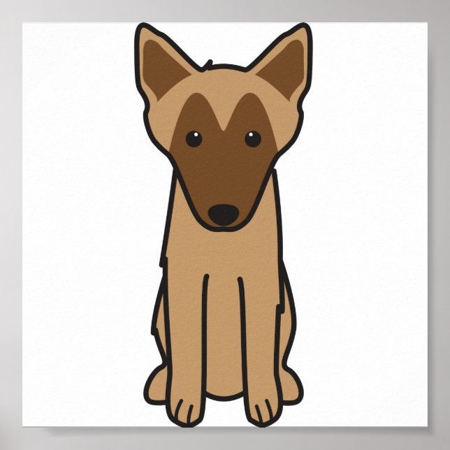 Poster Cartoon de Cão Malinois Belga (Frente)