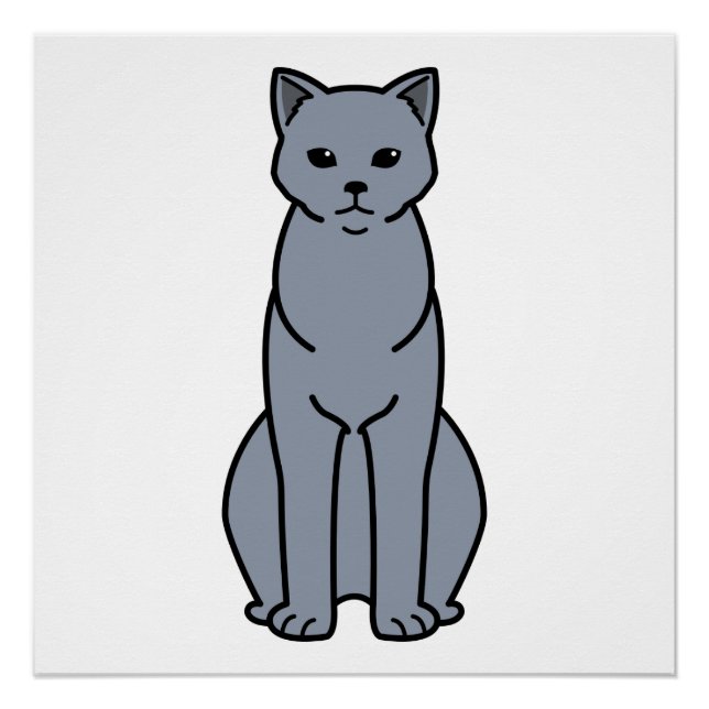 Póster Cartoon de Cat Chartreux (Frente)