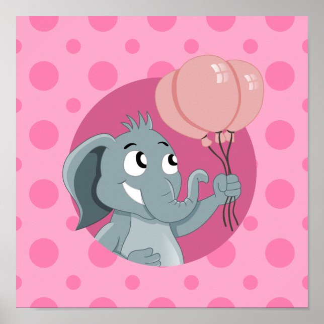 Póster Cartoon de elefante (Frente)
