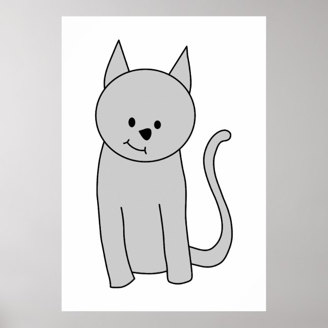 Póster Cartoon de Gato de cinza. (Frente)
