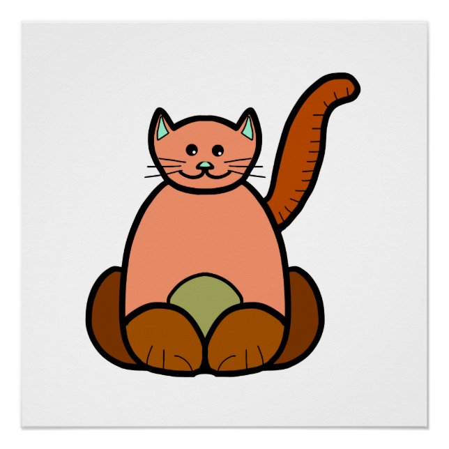 Póster Cartoon de gato marrom (Frente)