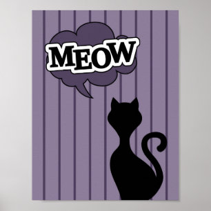 Poster Cartoon de gato preto