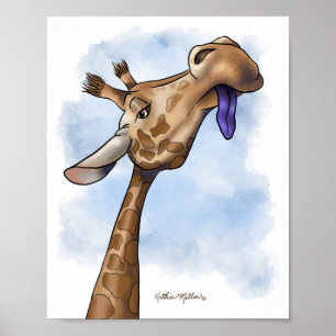 Poster Cartoon de Girafa Condescendente