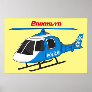Poster Cartoon de helicóptero do Departamento de Políci