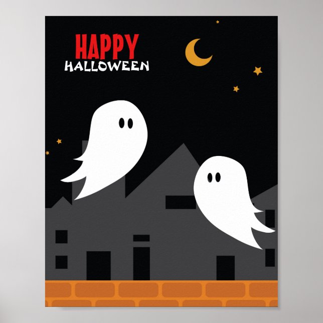 Poster Cartoon de horror da cidade fantasma fantasma de h (Frente)