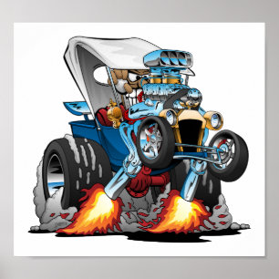 Poster Cartoon de Hotrod do balde T Personalizado