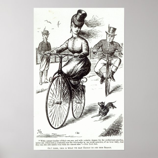 Poster Cartoon de Lady on a Velocipede, 1869 (Frente)